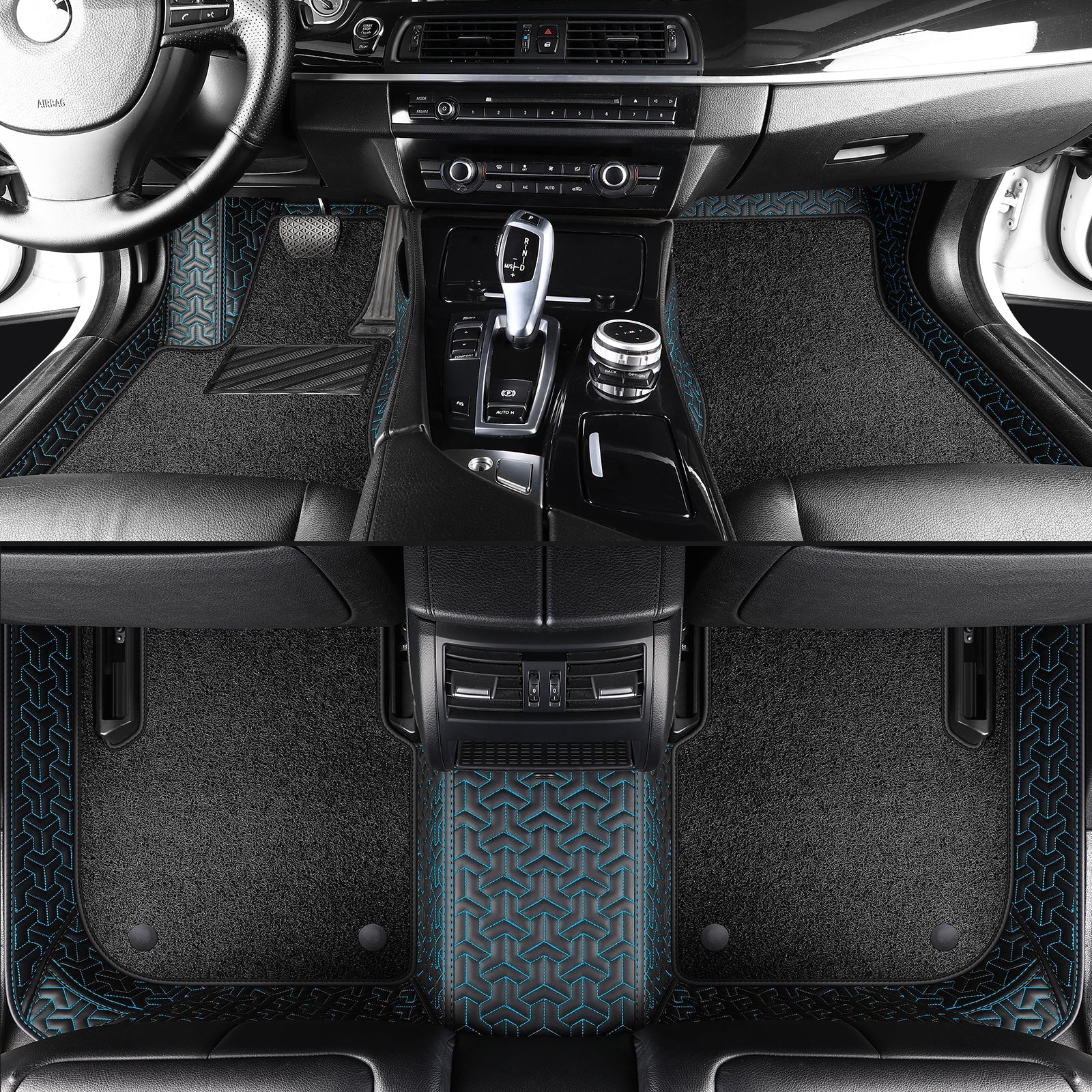 Trident Tread Car Floor Mats: Double-Layer Round Car Floor Mats (Polypropylene Loop Pile Carpets)