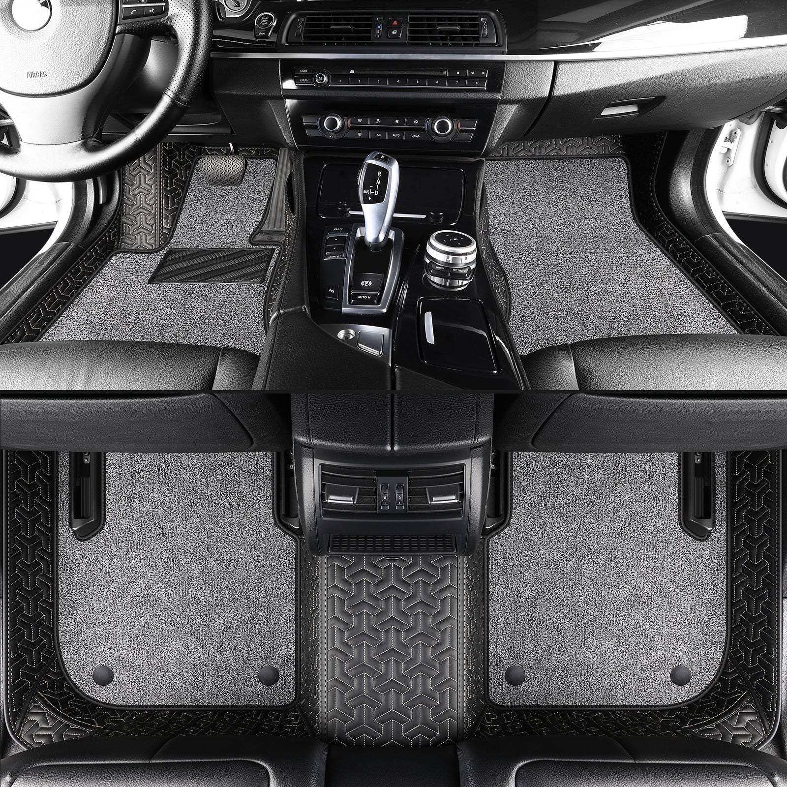 Trident Tread Car Floor Mats: Double-Layer Round Car Floor Mats (Polypropylene Loop Pile Carpets)
