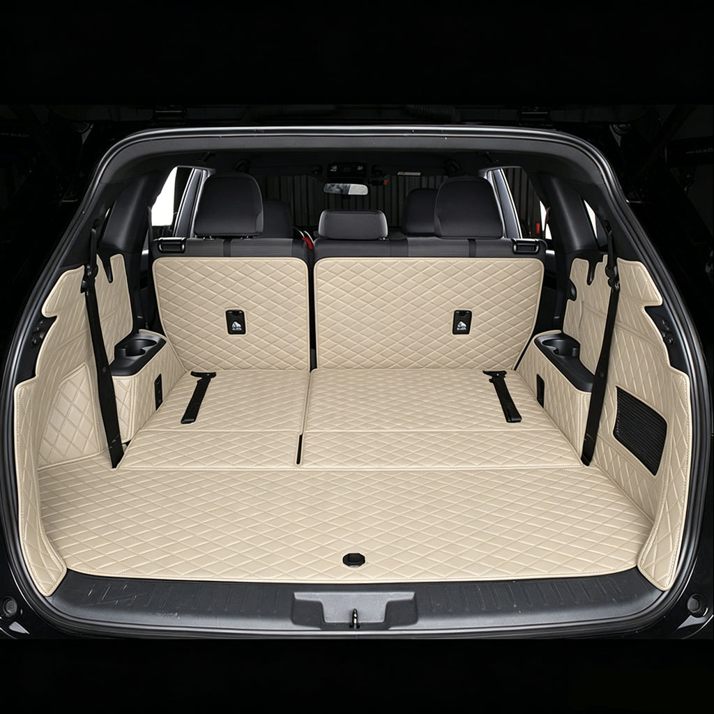 Trunk mat, cargo liner; three-row seat design (full-coverage design with hidden Velcro fasteners)