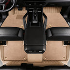Genuine Leather Car Floor Mats with Logo, Stripe Pattern Full Coverage