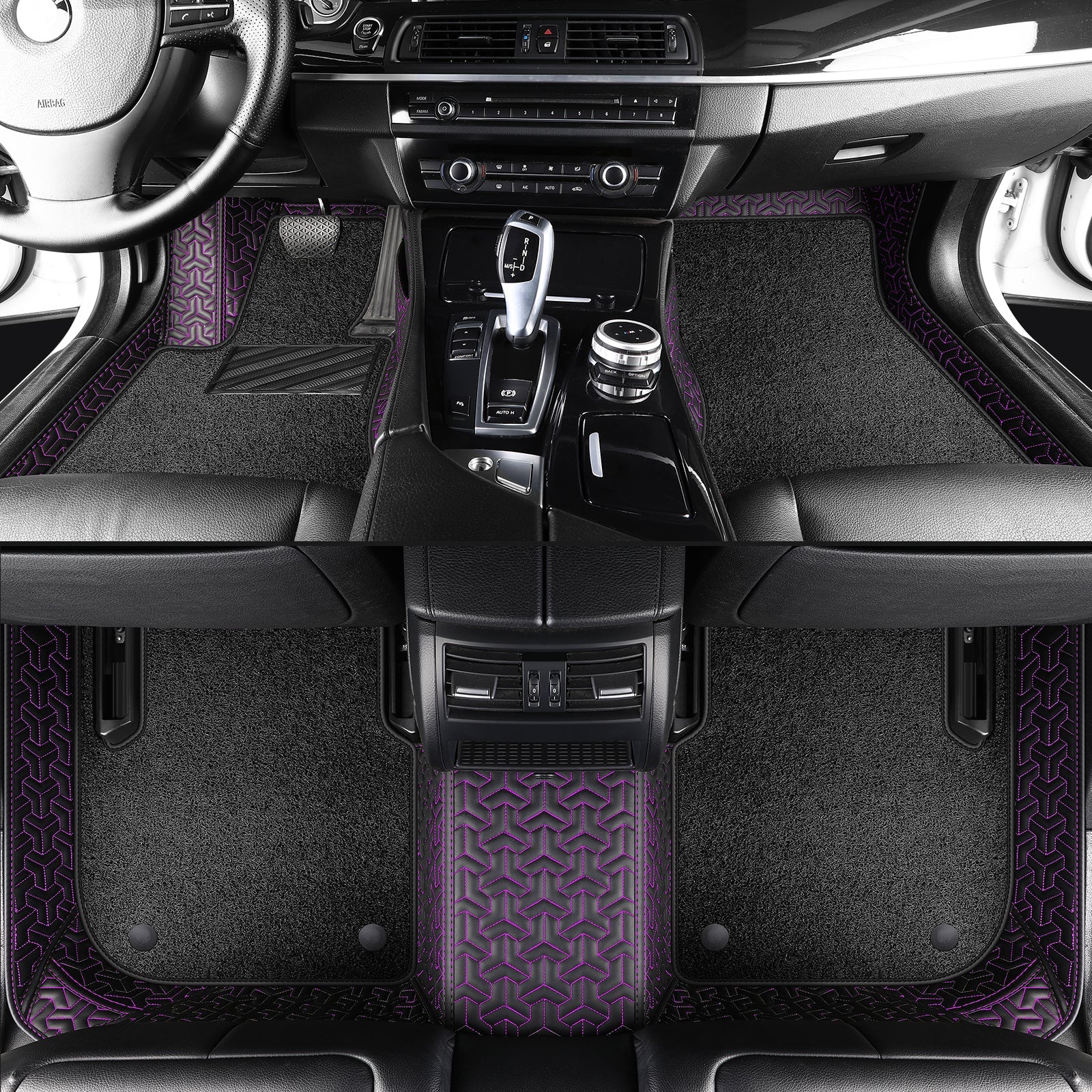 Trident Tread Car Floor Mats: Double-Layer Round Car Floor Mats (Polypropylene Loop Pile Carpets)