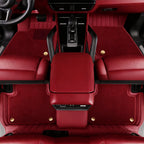 Genuine Leather Car Floor Mats with Logo, Stripe Pattern Full Coverage