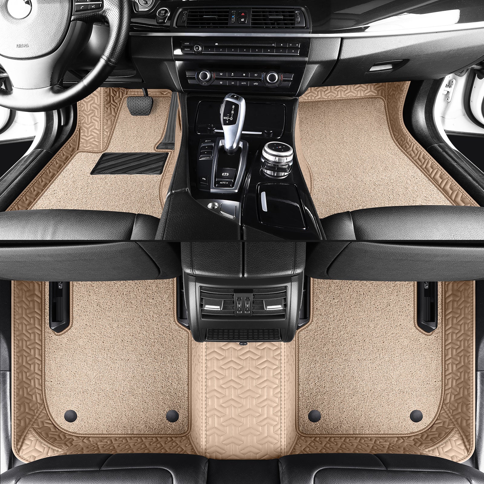 Trident Tread Car Floor Mats: Double-Layer Round Car Floor Mats (Polypropylene Loop Pile Carpets)