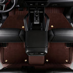 Genuine Leather Car Floor Mats with Logo, Stripe Pattern Full Coverage