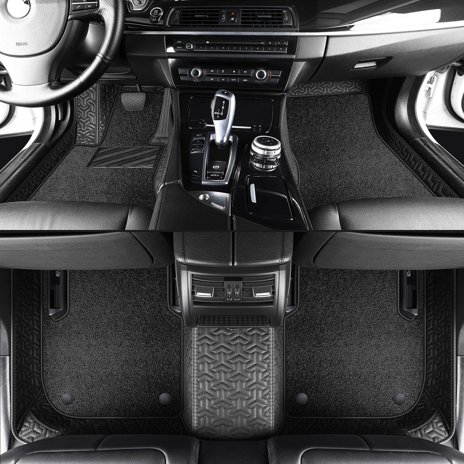 Trident Tread Car Floor Mats: Double-Layer Round Car Floor Mats (Polypropylene Loop Pile Carpets)