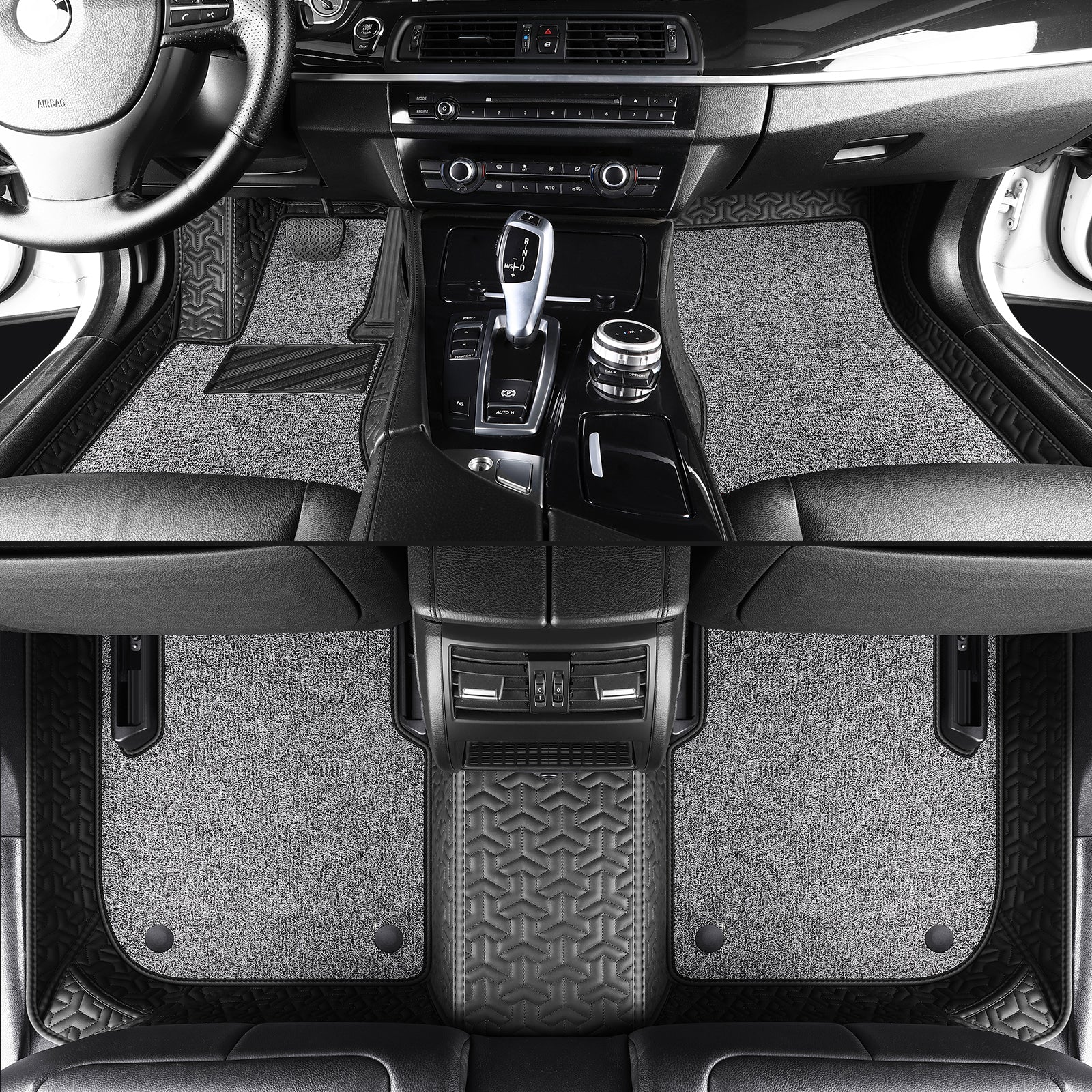 Trident Tread Car Floor Mats: Double-Layer Round Car Floor Mats (Polypropylene Loop Pile Carpets)